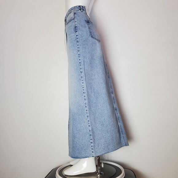 NEW Stradivarius Blue Denim Low Rise Maxi Skirt - Picture 3 of 10